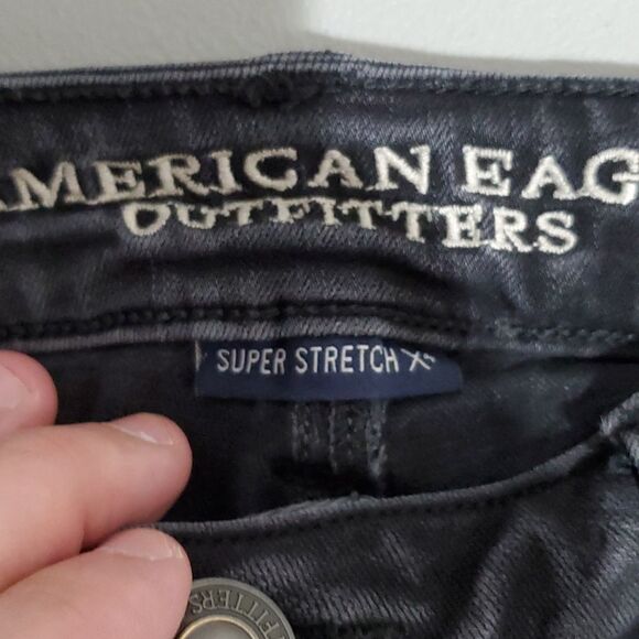 American Eagle black 30x26 super stretch X super low jeggings - Picture 6 of 7